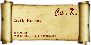 Csik Kolos névjegykártya